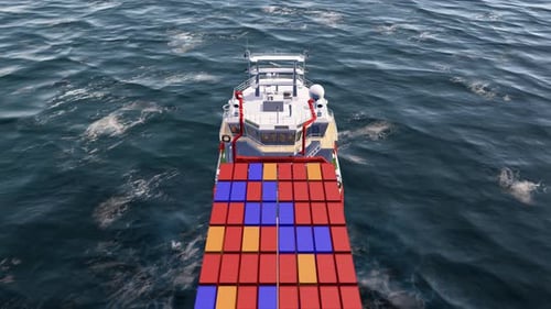 Aerial View of Container Cargo Ship