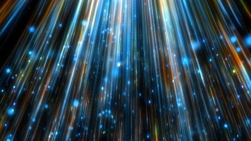 Futuristic Glowing Vertical Light Beams with Sparkling Particles