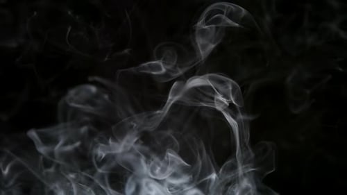 Abstract White Smoke Flowing on Black Background