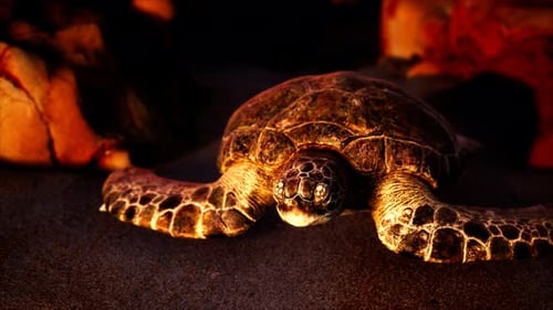 Tortuga marina en arena de playa