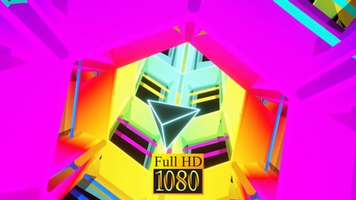 Voo da pirâmide Vj Loop através do túnel hexagonal arco-íris HD