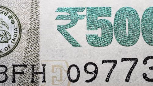 Close Up of New Indian 500 Rupee Note