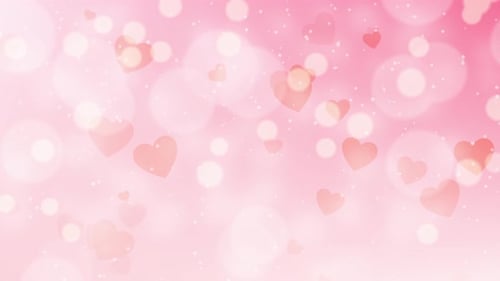 Animated Pink Hearts and Bokeh Background