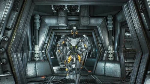 Robot Soldier Runs Through Tunnel