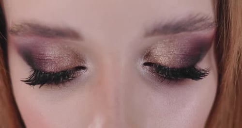 Beautiful Woman's Eyes with Makeup Close Up