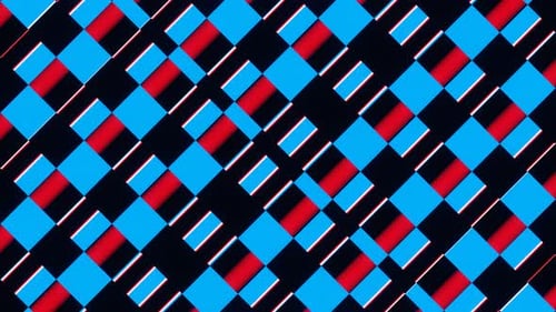 Red Blue Abstraction of Rectangles VJ Loop 02