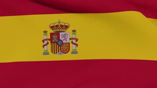 Waving Flag of Spain with Coat of Arms Seamless Loop