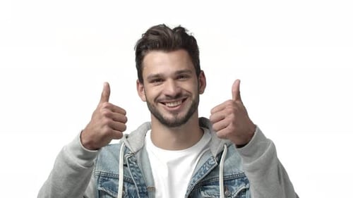 Man Smiling Giving Thumbs Up Gesture