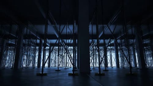 Sitio de construcción de edificios de hormigón armado. El suelo con andamios
.