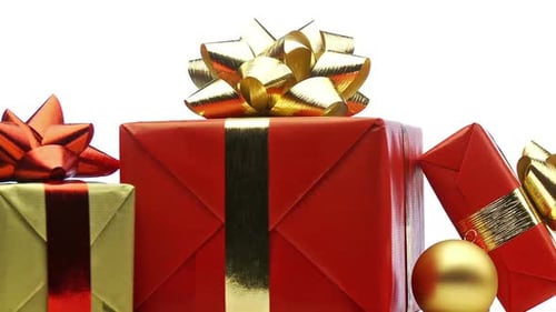 Christmas Presents and Holiday Ornaments Rotating