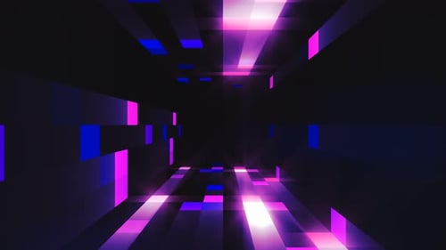 Seamless 3d Flight Animation in a Bright Blinking Tunnel