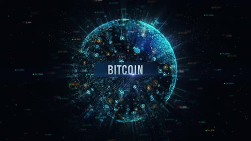 Bitcoin Kryptowährung Digitaler Globus Erde 4K