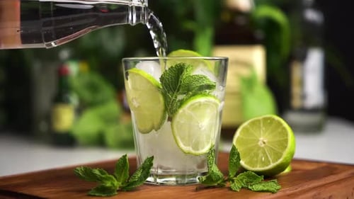 Mojito Drink Preparation with Lime and Mint