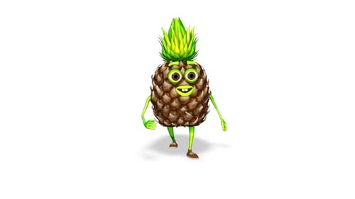 Pineapple Dance Loop On White Background