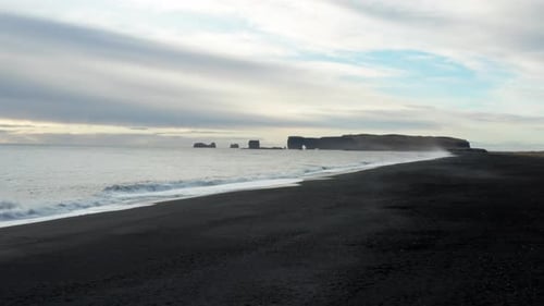 Black Sand Beach And Coastline