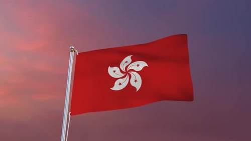 Hong Kong Flag Waving with Realistic Fabric Animation