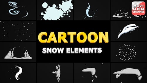 Hand-Drawn Cartoon Snow Elements for Winter Videos