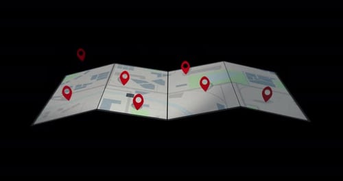 Animated Digital Map Unfolding with Location Pins