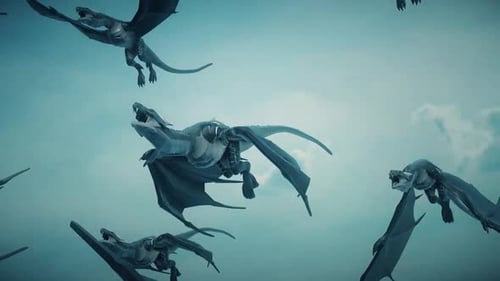 Fliegende Wyvern-Drachen in der Luft HD