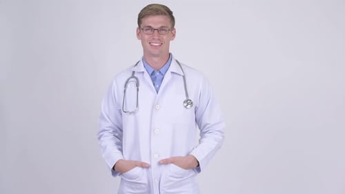 Smiling Doctor Wearing Glasses with Stethoscope