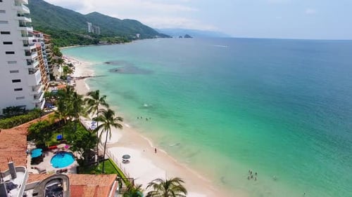 Aerial View of Beach and Tropical Coastline