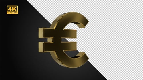 Golden 3D Euro Currency Symbol Rotation
