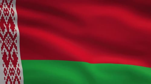 Waving Flag of Belarus, Realistic Fabric Animation