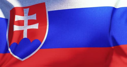 Slovakia National Flag Waving Fabric Animation