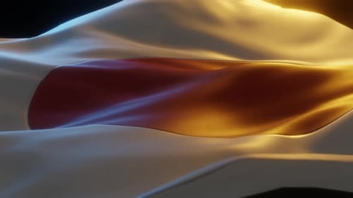 Realistic Japan Flag Waving with Dramatic Lighting