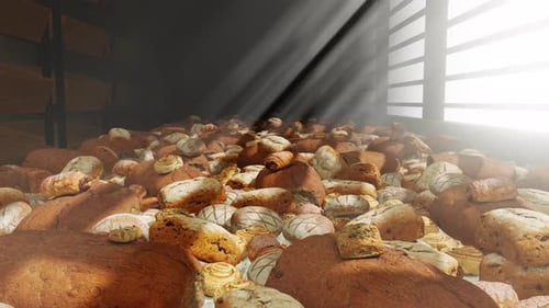 Abundant Freshly Baked Bread and Pastries with Natural Light