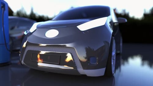 3D Animation of an Electric Car Charging with Modern Technology