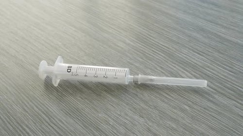 Close Up of an Empty Medical Syringe