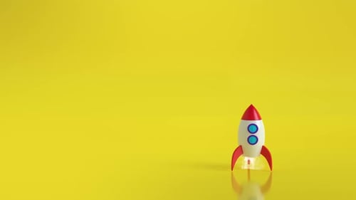 Rocket or spaceship on a yellow background