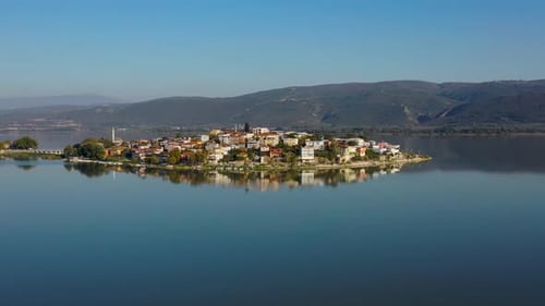 fishing boat on lake at sunset golyazi , bursa turkey 8