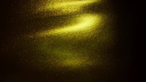Golden Particles Swirling on Dark Background