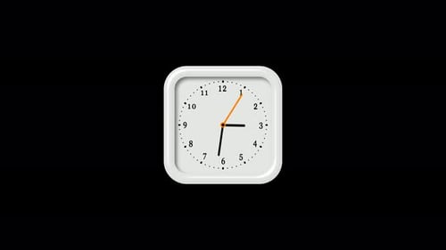 White color square 3d Wall Clock Isolated On Black Background