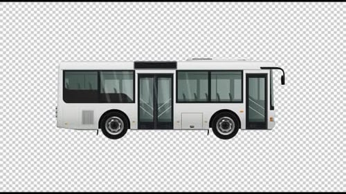 Flat Design City Bus Animation with Blinking Lights