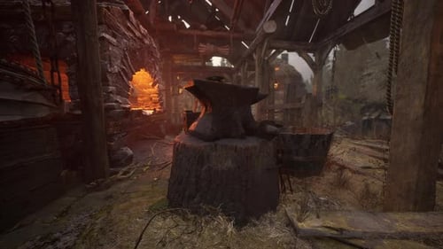 View of Blacksmithing Tools in the Forge
