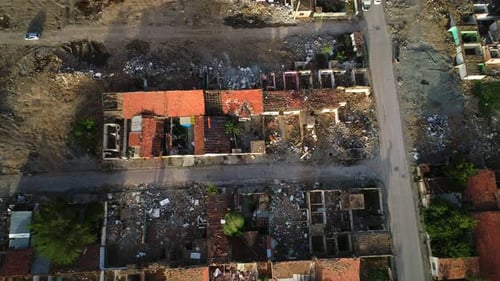 Devastated City: Aerial View of Urban Ruins