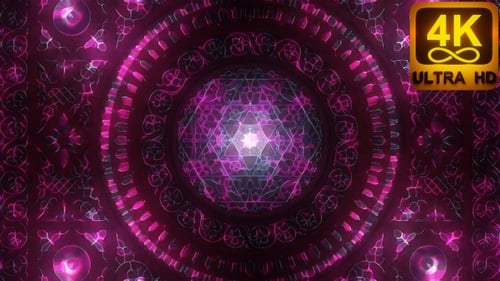 Bunte magische indische Ornamente Alte Symbole 3D Vj Loop Visuelle 4k Textur Lebendige rituelle Videokunst