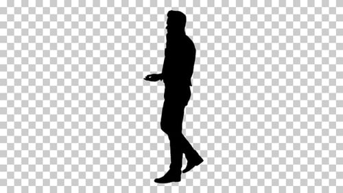 Silhouette man walking , Alpha Channel