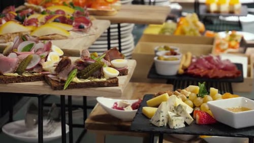 Elegant Food Presentation at a Catering Buffet