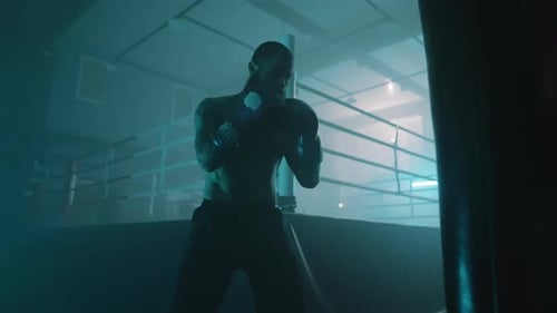 Blauer Boxsack Fight