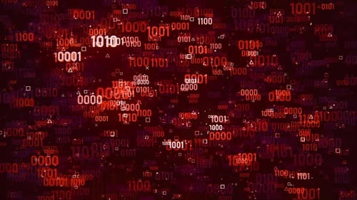 Red Binary Code Stream Digital Data Flow Background