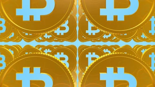 Seamless Looping Animation of Gold Bitcoin Cryptocurrency Coins
