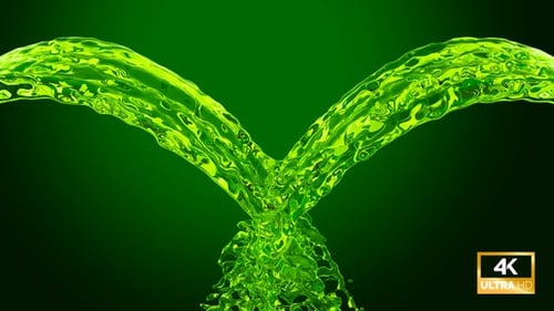 Fountain Green Water Splash Collision