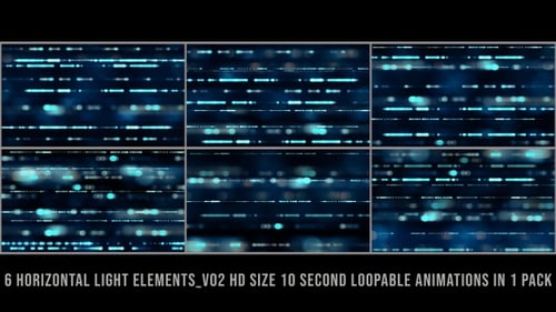 Horizontal Bokeh Lights Element Blue Pack V02