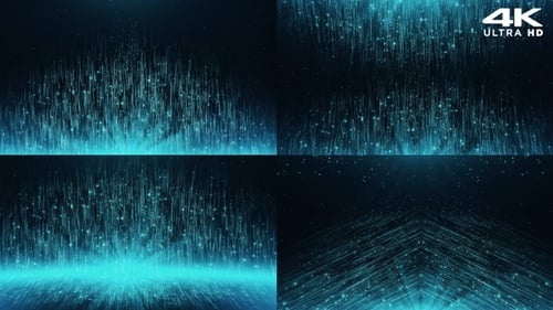 Futuristic Glowing Light Particles Flowing Up Animation