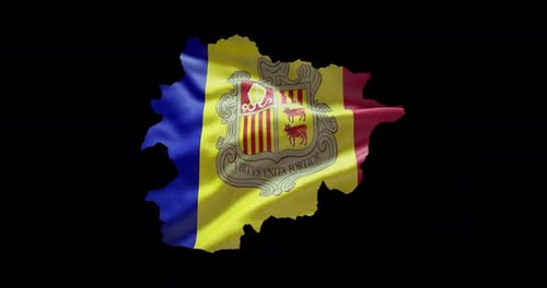 Andorra Country Map with Waving Flag Animation
