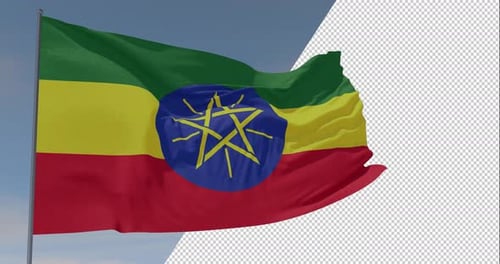 Realistic Waving Ethiopia Flag with Alpha Channel